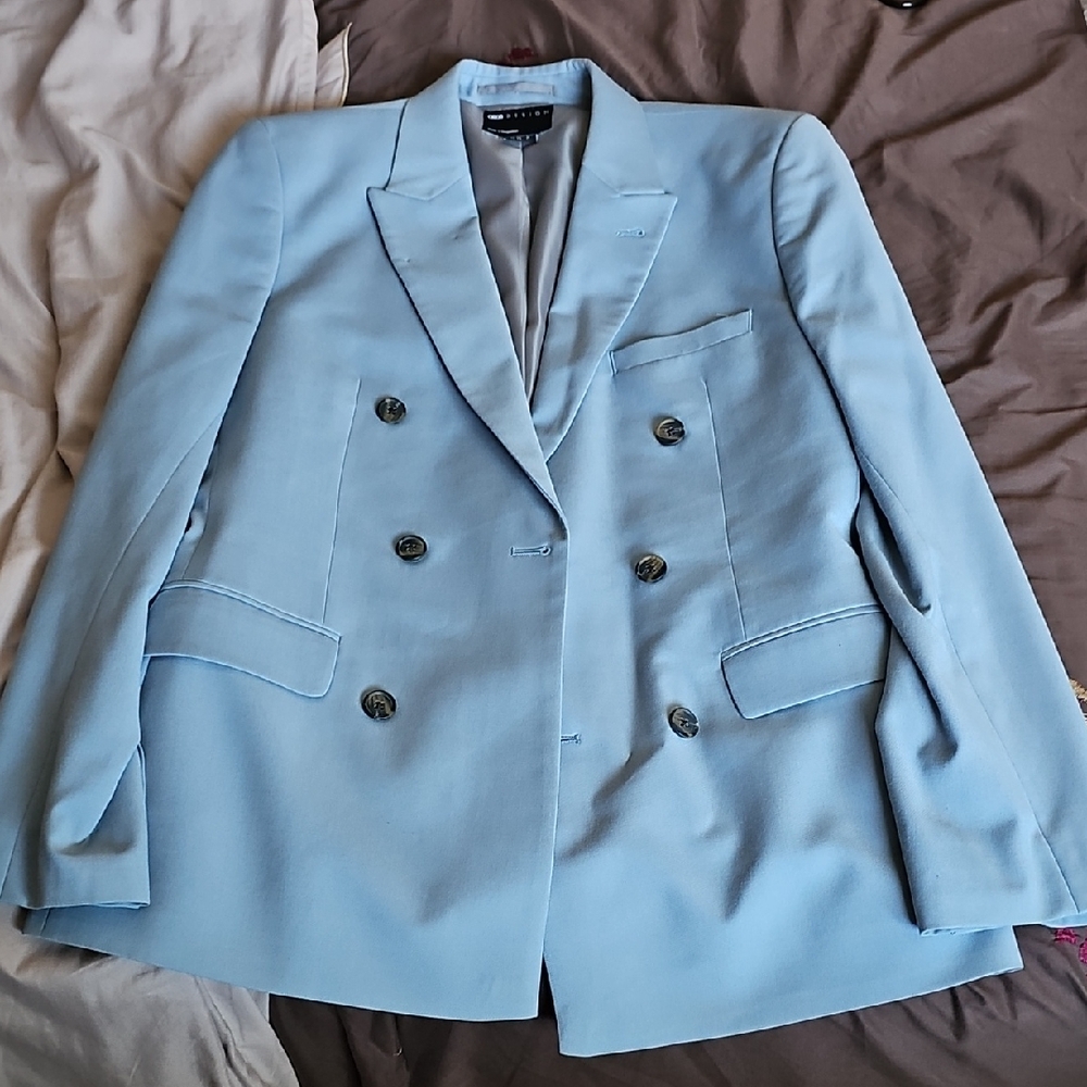 Light Blue Double-Breasted Blazer